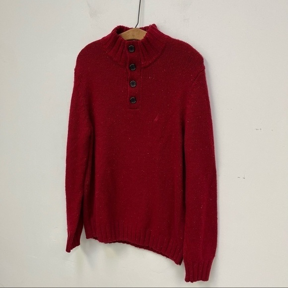 Nautica Wool Blend Maroon Speckled Sweater - Picture 9 of 11